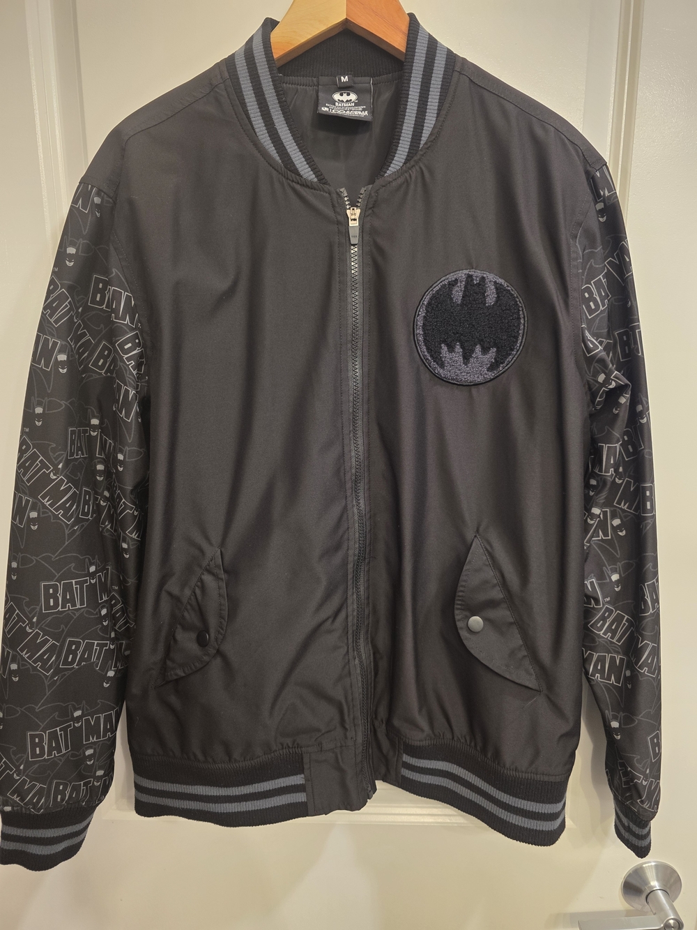 Authentic Batman Capsule Collection Bomber Jacket -Black  Charcoal Grey - Size M